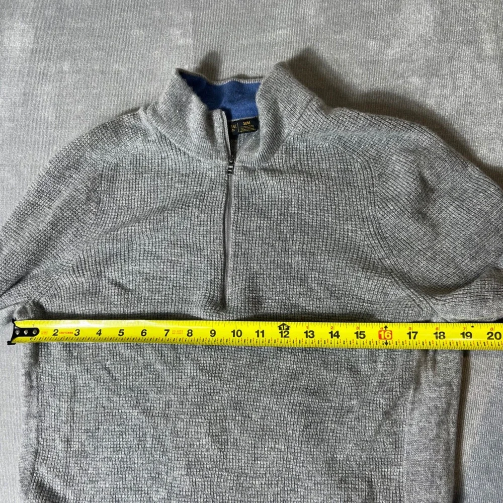 Rhone Mens Wool Cashmere Quarter Zip Sweater Grey Mock Neck Pullover Size Medium